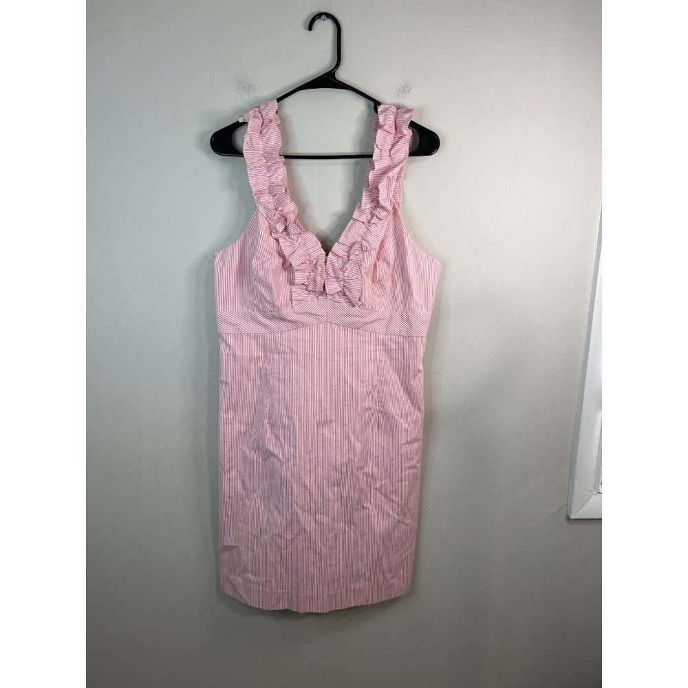 Lilly Pulitzer Phoebe Lucky Seersucker Pink Striped Ruffled Sundress (#75463) 12